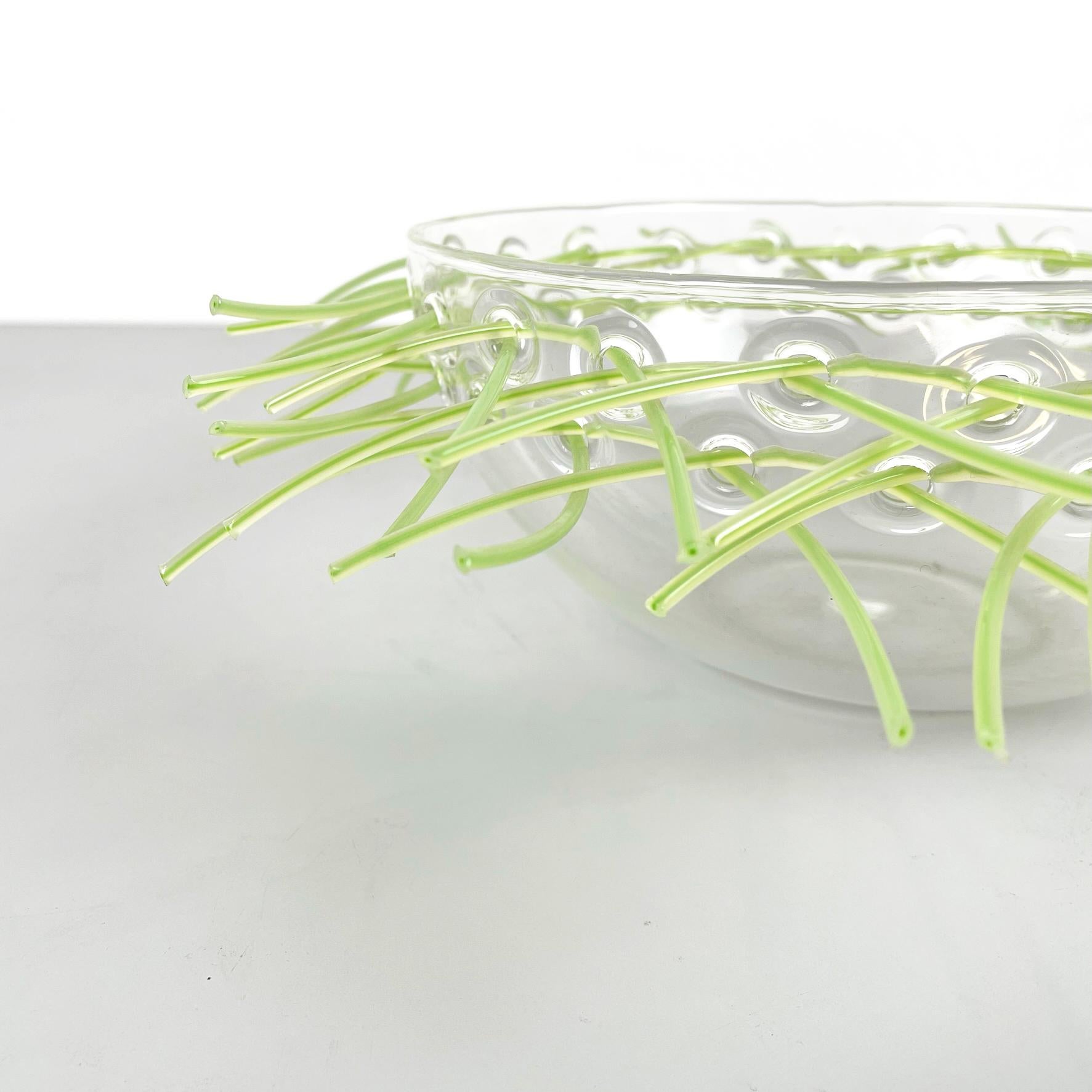 Contemporary Italian Postmodern Glass Green Plastic Pocket Emptier Bowl by Cleto Munari, 2000 For Sale