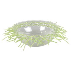 Italian Postmodern Glass Green Plastic Pocket Emptier Bowl by Cleto Munari, 2000