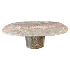 Italian Fior di Pesco Postmodern Colored Channel Base Oval Marble Dining Table
