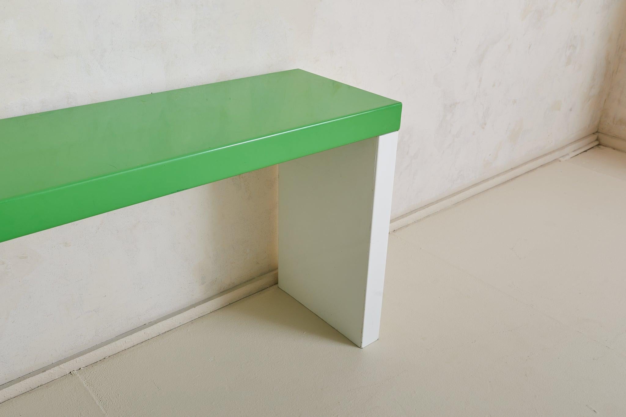 Italian Postmodern Green + White Steel Console or Desk For Sale 1