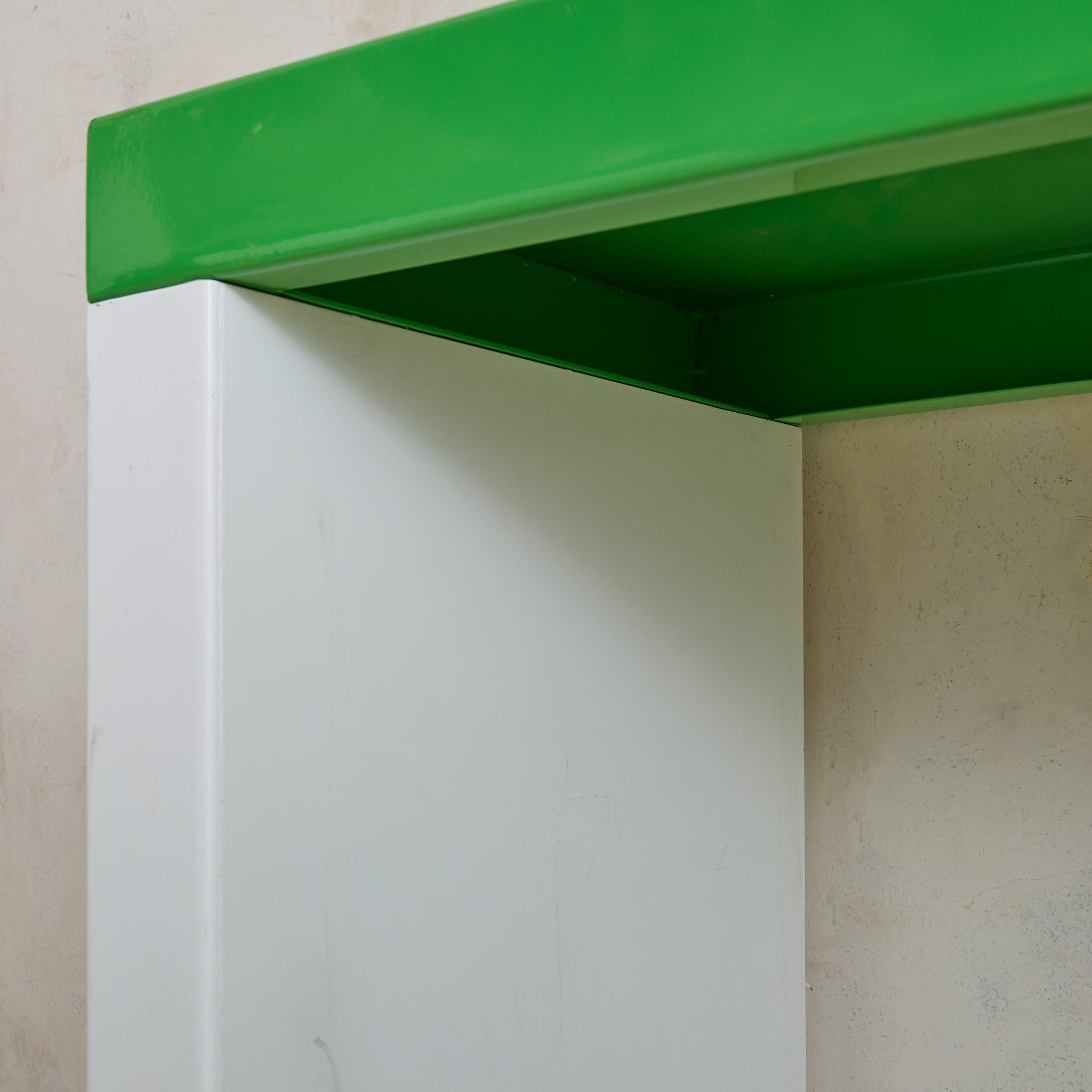 Italian Postmodern Green + White Steel Console or Desk For Sale 2