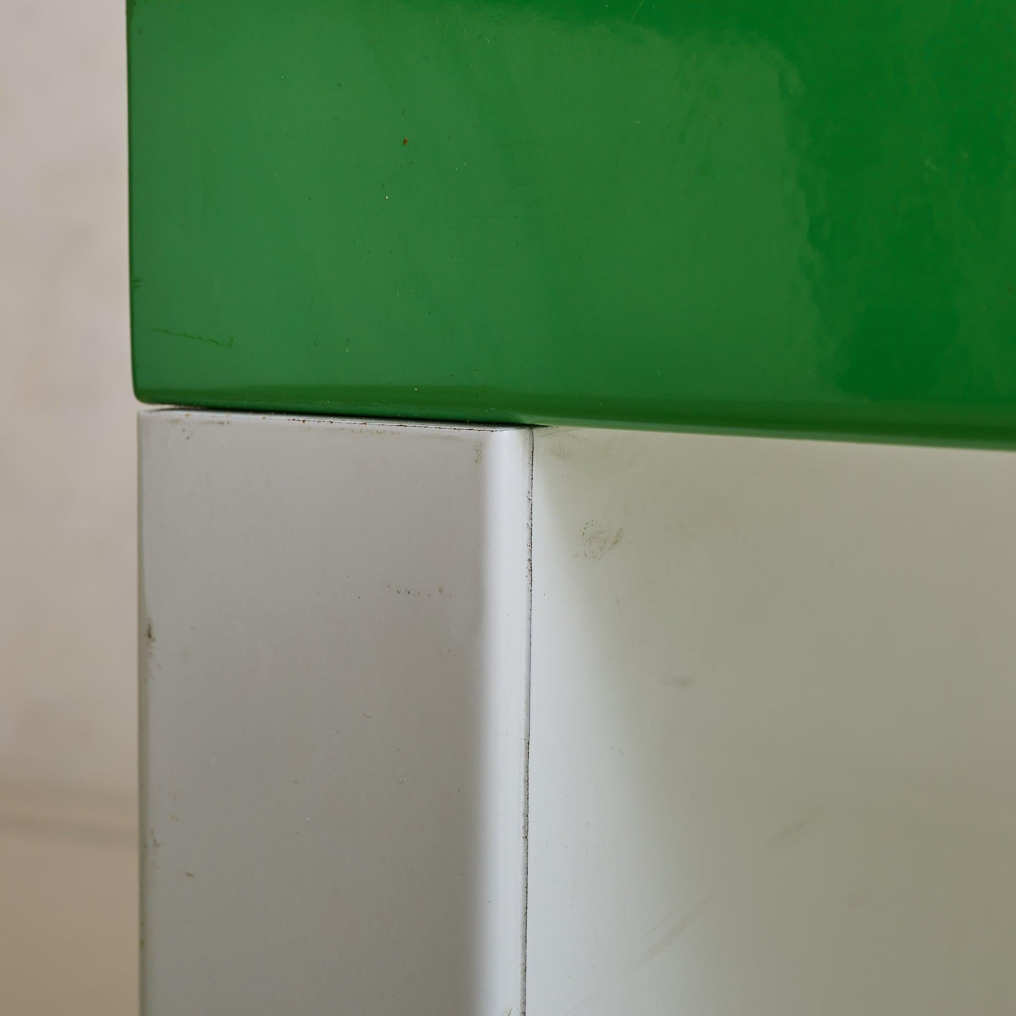 Italian Postmodern Green + White Steel Console or Desk For Sale 3