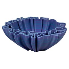 Italian postmodern irregular wavy plastic blue purple bowl pocket emptier, 2000s