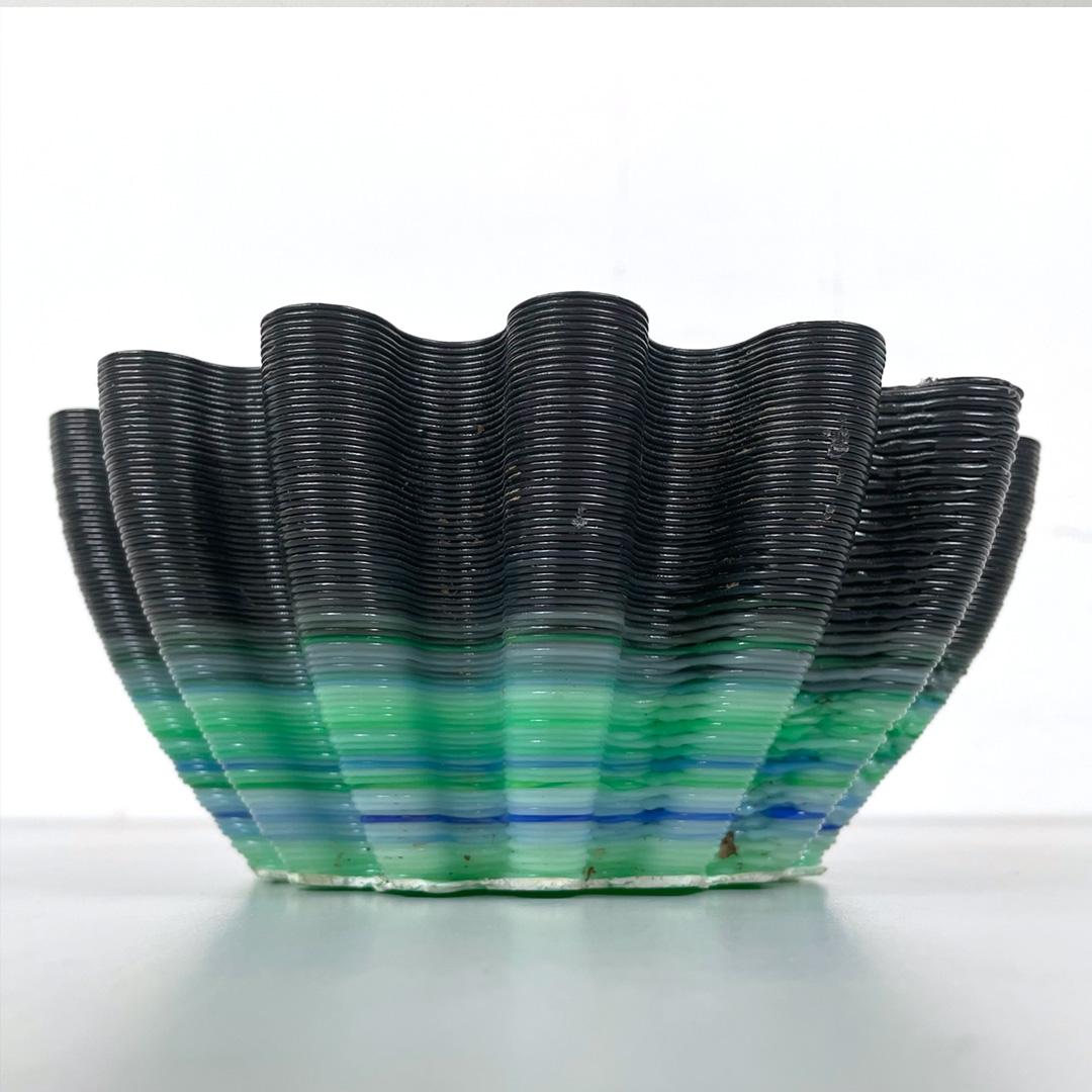 Plastic Italian postmodern irregular wavy plastic green black bowl pocket emptier, 2000s