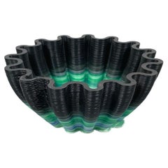 Italian postmodern irregular wavy plastic green black bowl pocket emptier, 2000s