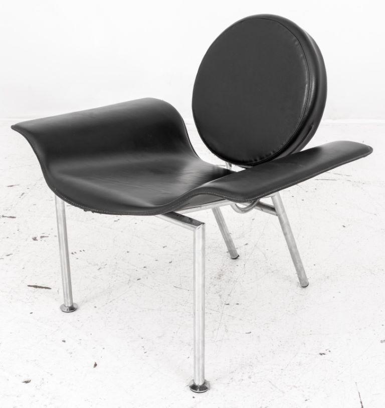 Post-Modern Italian Postmodern Leather & Steel Armchair, 1980s