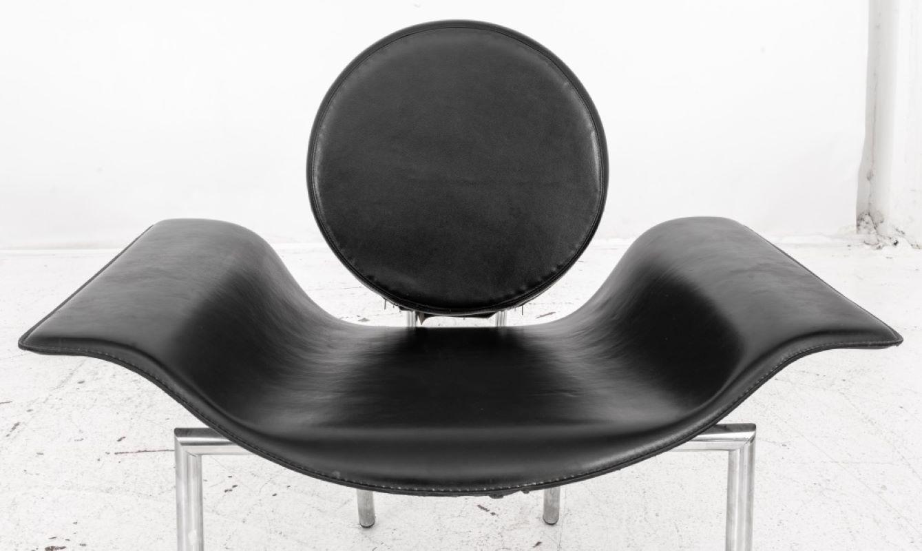 Italian Postmodern Leather & Steel Armchair, 1980s In Good Condition In New York, NY
