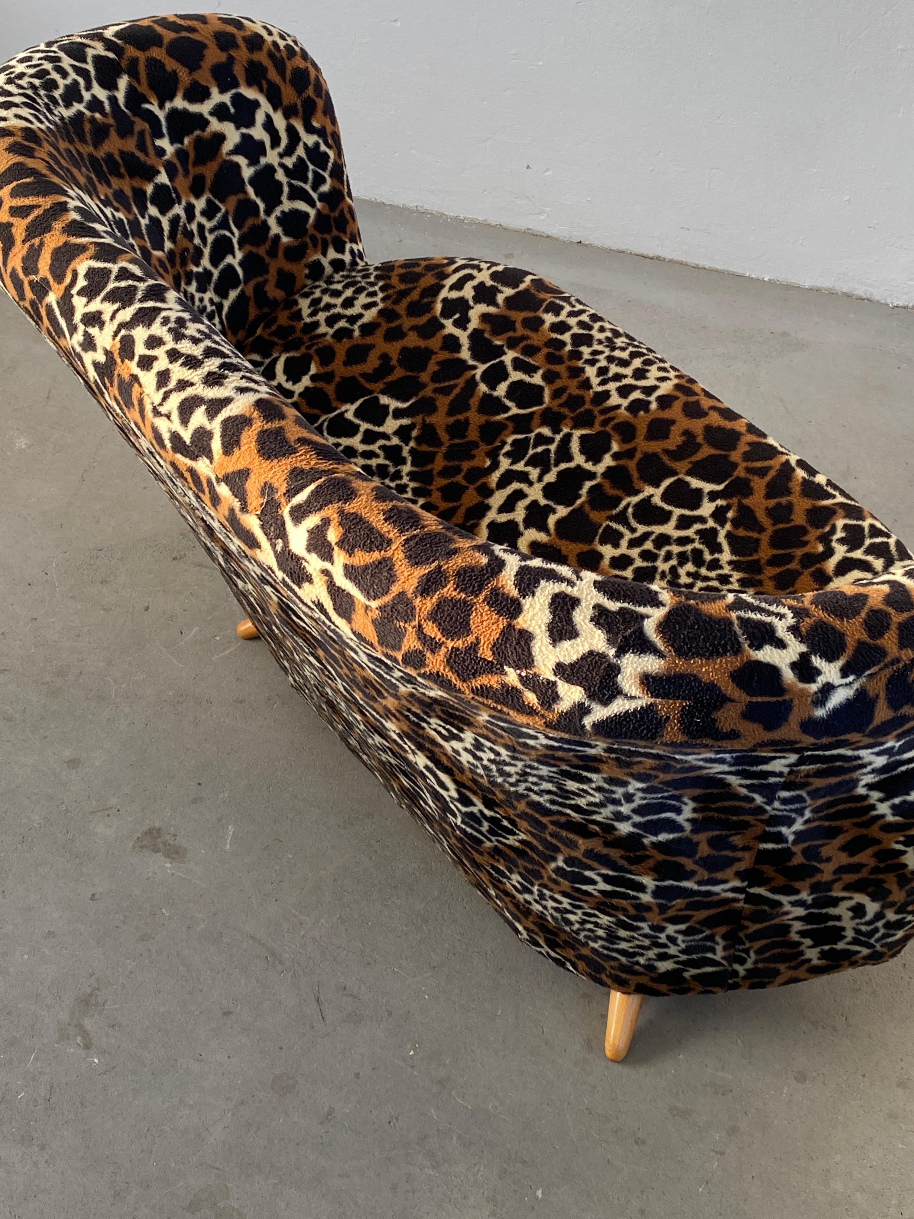 Italian Postmodern Leopard Pattern Vintage Two-Seater / Retro Modernist Loveseat 4