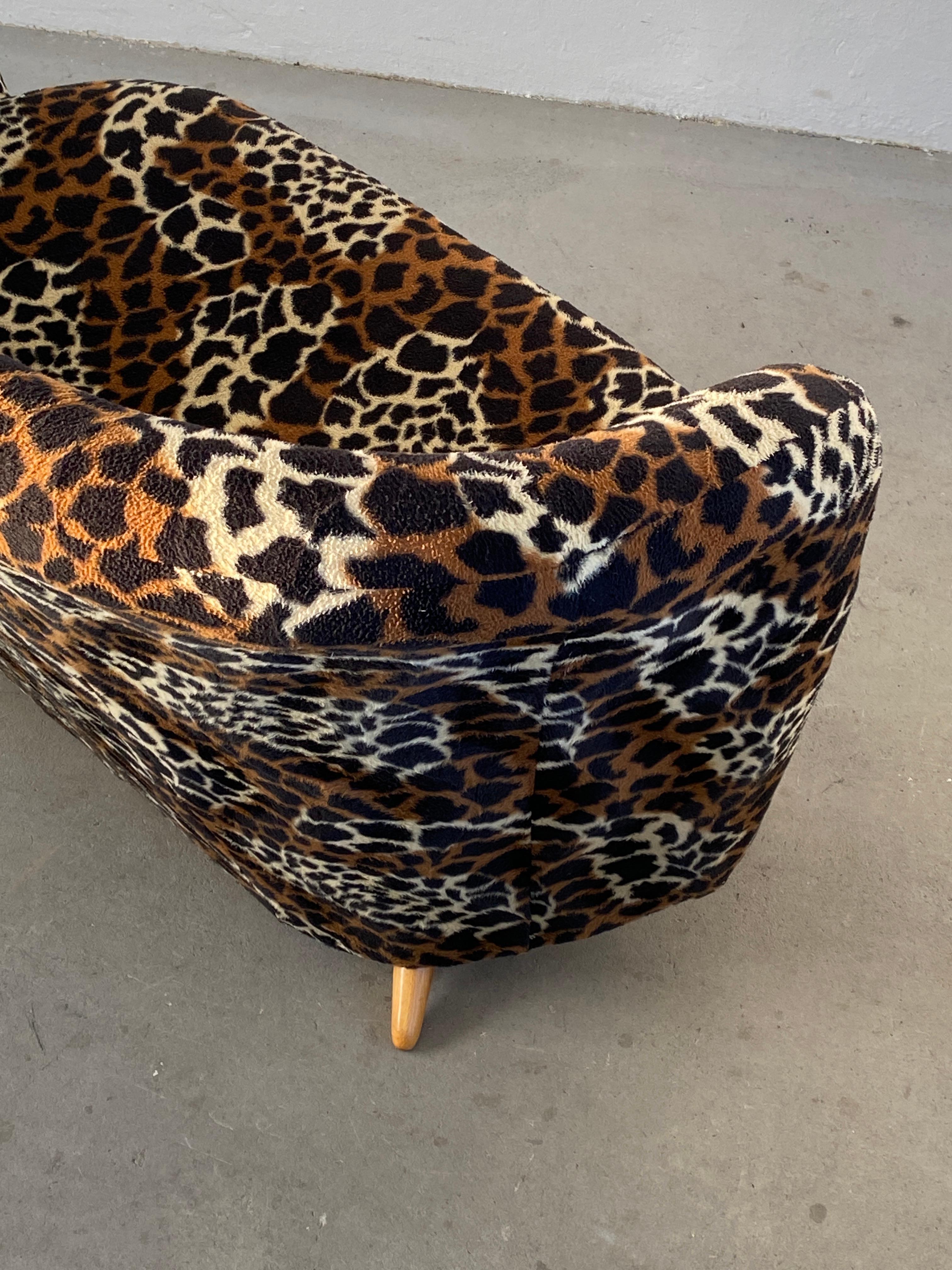 Italian Postmodern Leopard Pattern Vintage Two-Seater / Retro Modernist Loveseat 5