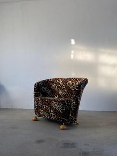 Italian Postmodern Leopard Pattern Vintage Two-Seater / Retro Modernist Loveseat