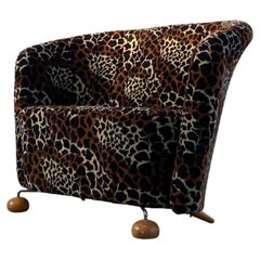 Italian Postmodern Leopard Pattern Vintage Two-Seater / Retro Modernist Loveseat