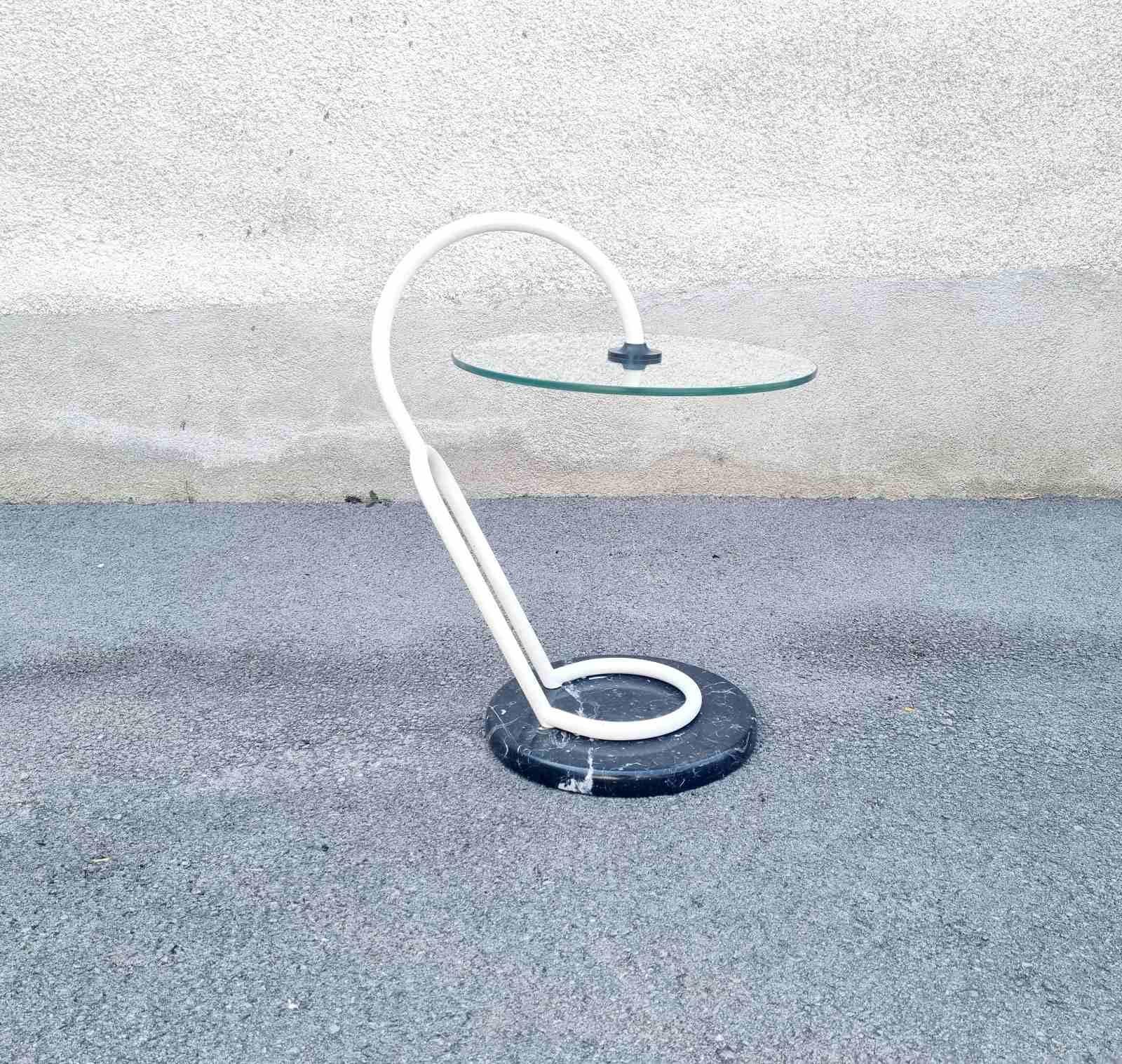 Table d'appoint postmoderne italienne en marbre et verre par Cattelan, Italie années 80 en vente 2