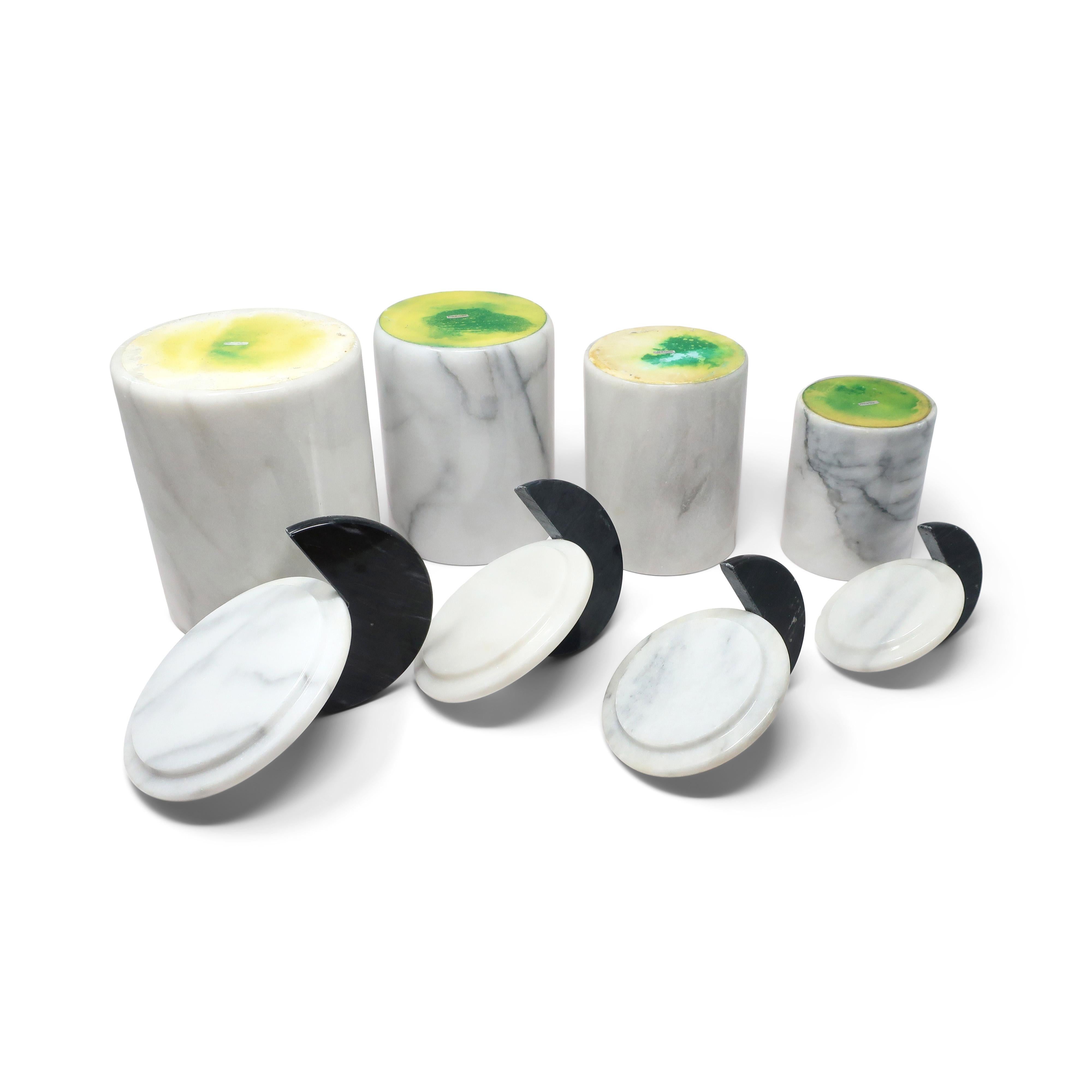 Barattoli con coperchio in marmo postmoderno italiano - Set di quattro in vendita 4