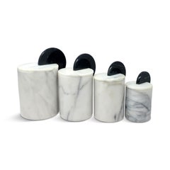Italian Postmodern Marble Lidded Canisters - Set of Four