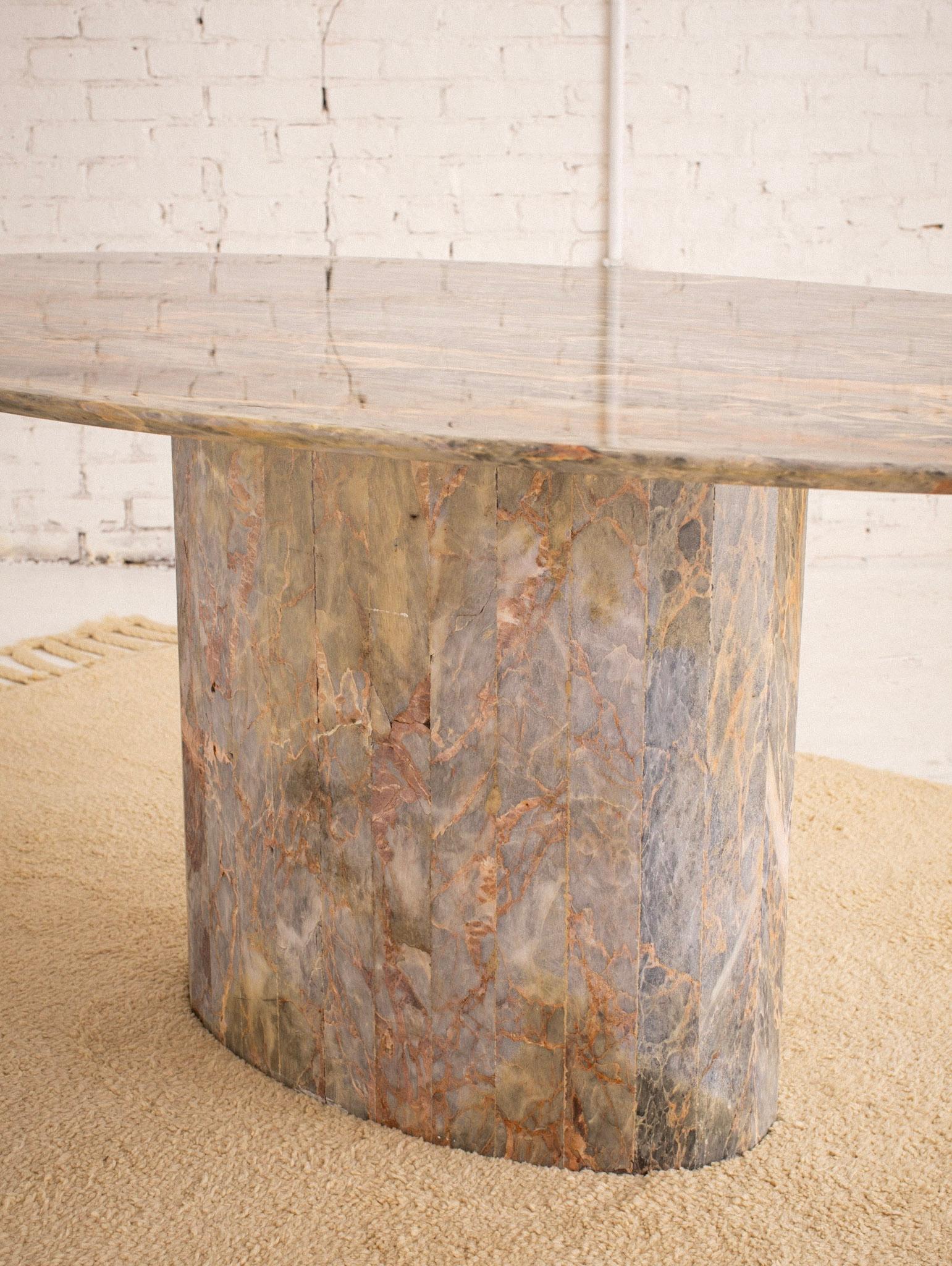Italian Postmodern Marble Oval Dining Table In Good Condition In Brooklyn, NY