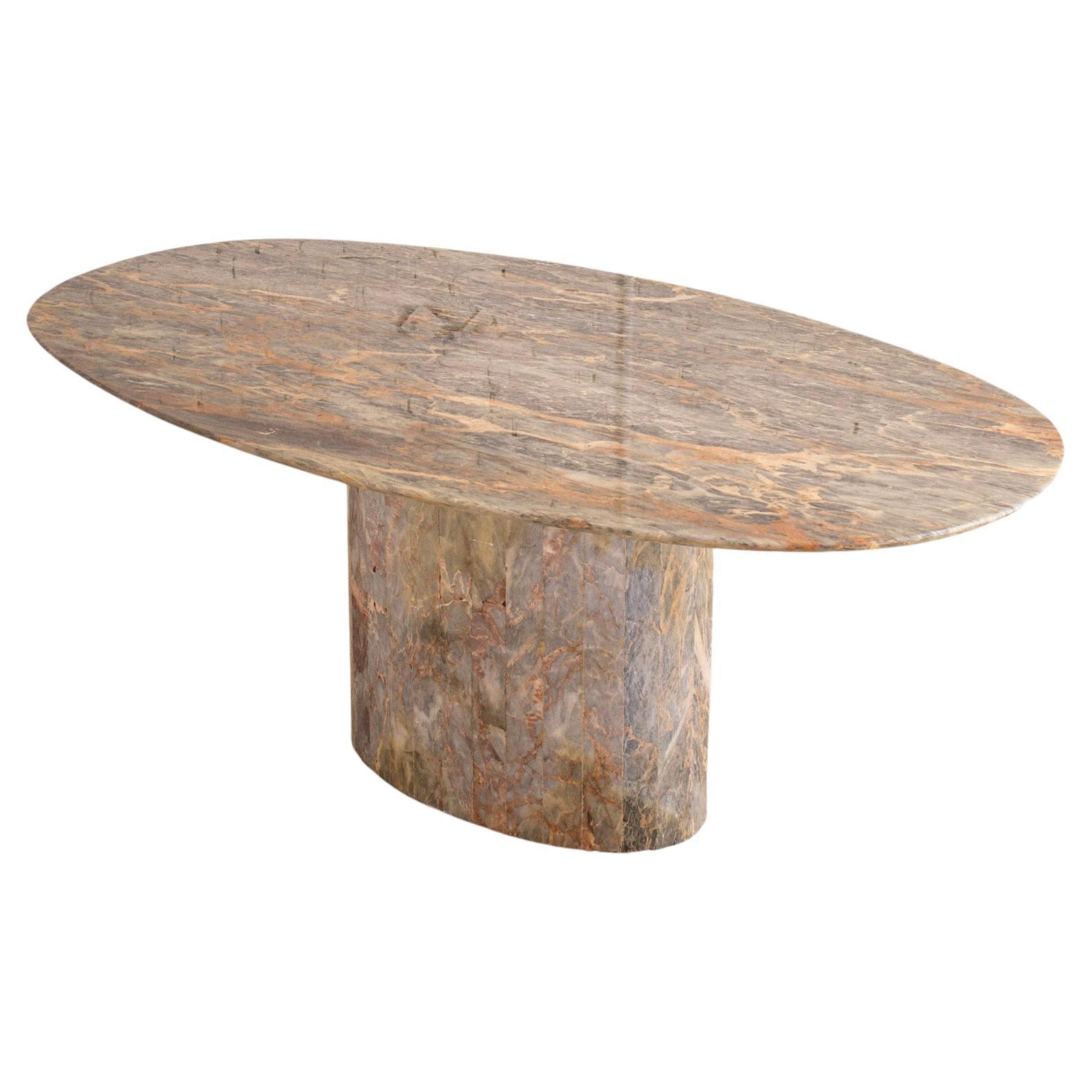 Italian Postmodern Marble Oval Dining Table