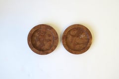 Italian Postmodern Marble Terracotta Wine Bottle Coaster or Catchall, Set of 2
