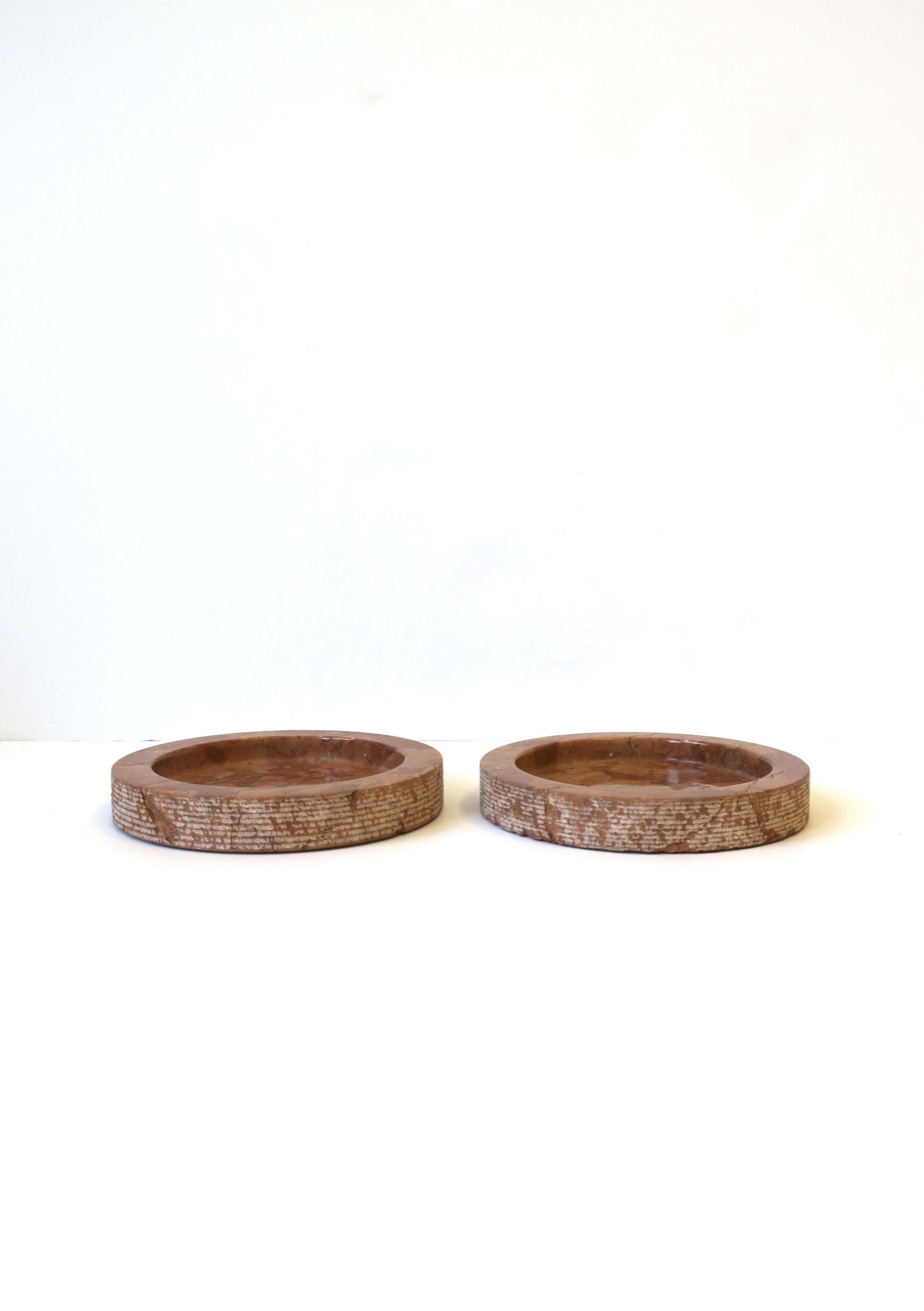 Italian Postmodern Marble Terracotta Wine Bottle Coaster or Catchall, Set of 2 In Good Condition For Sale In New York, NY