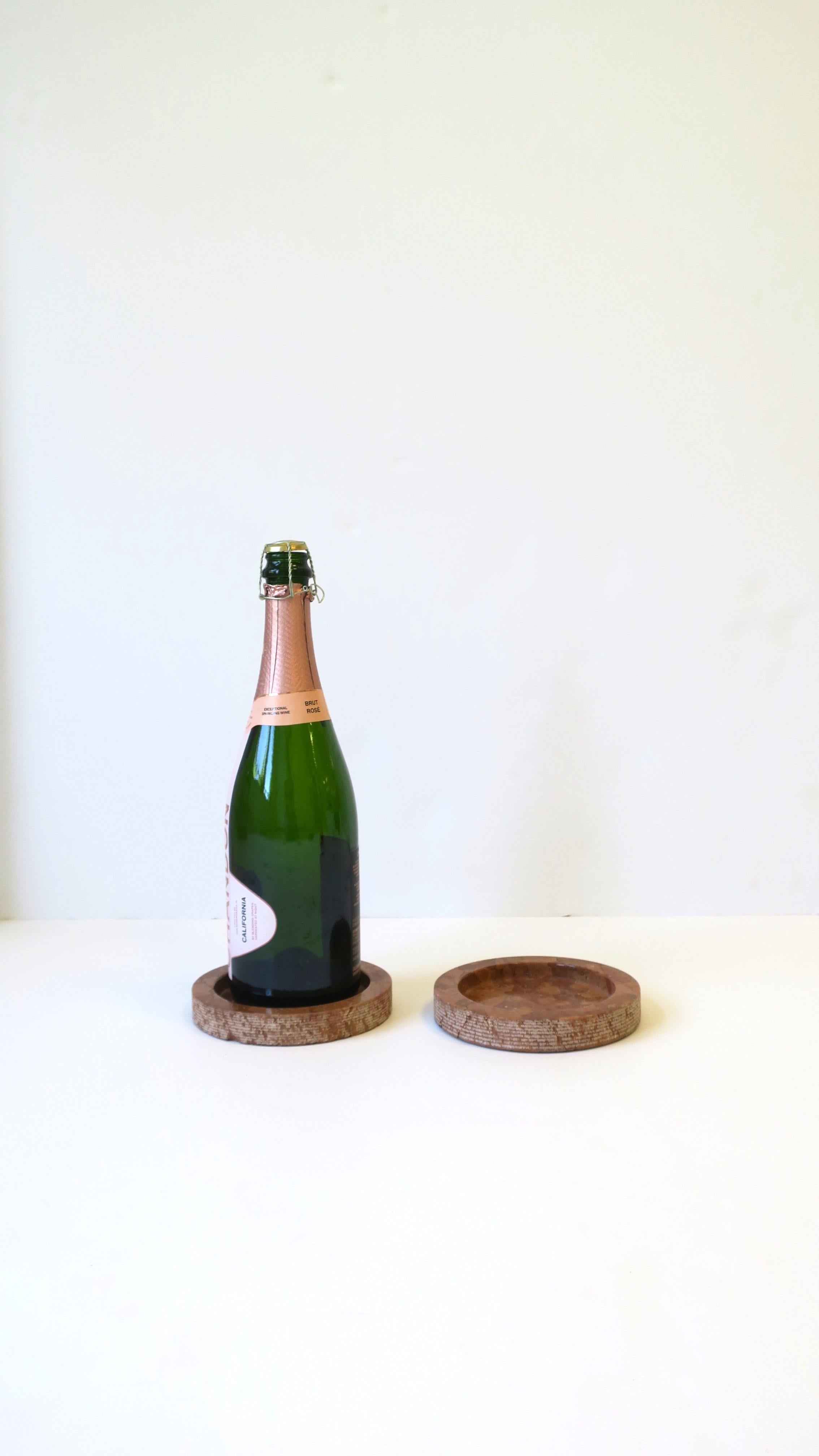 20th Century Italian Postmodern Marble Terracotta Wine Bottle Coaster or Catchall, Set of 2 For Sale