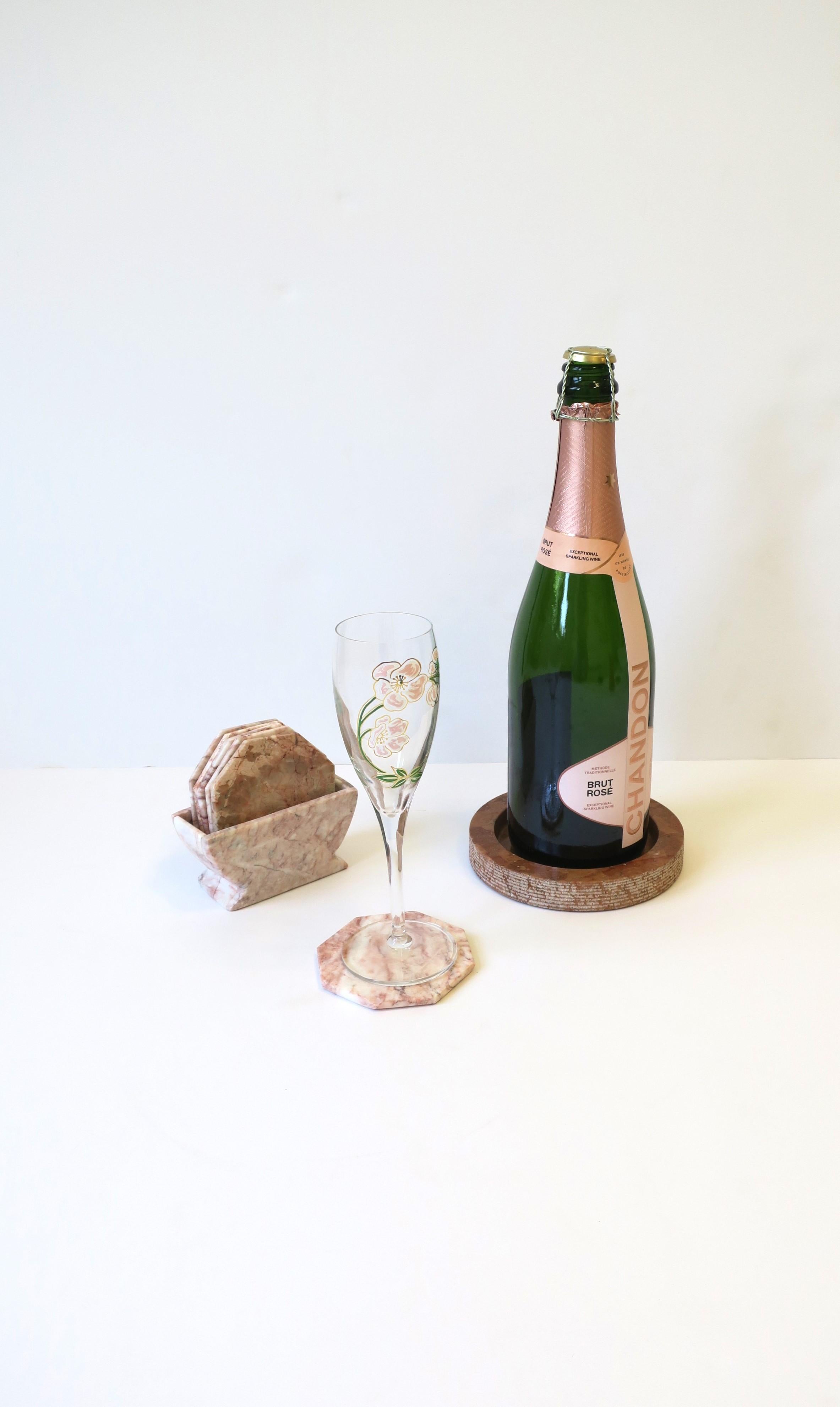Italian Postmodern Marble Terracotta Wine Bottle Coaster or Catchall, Set of 2 For Sale 2