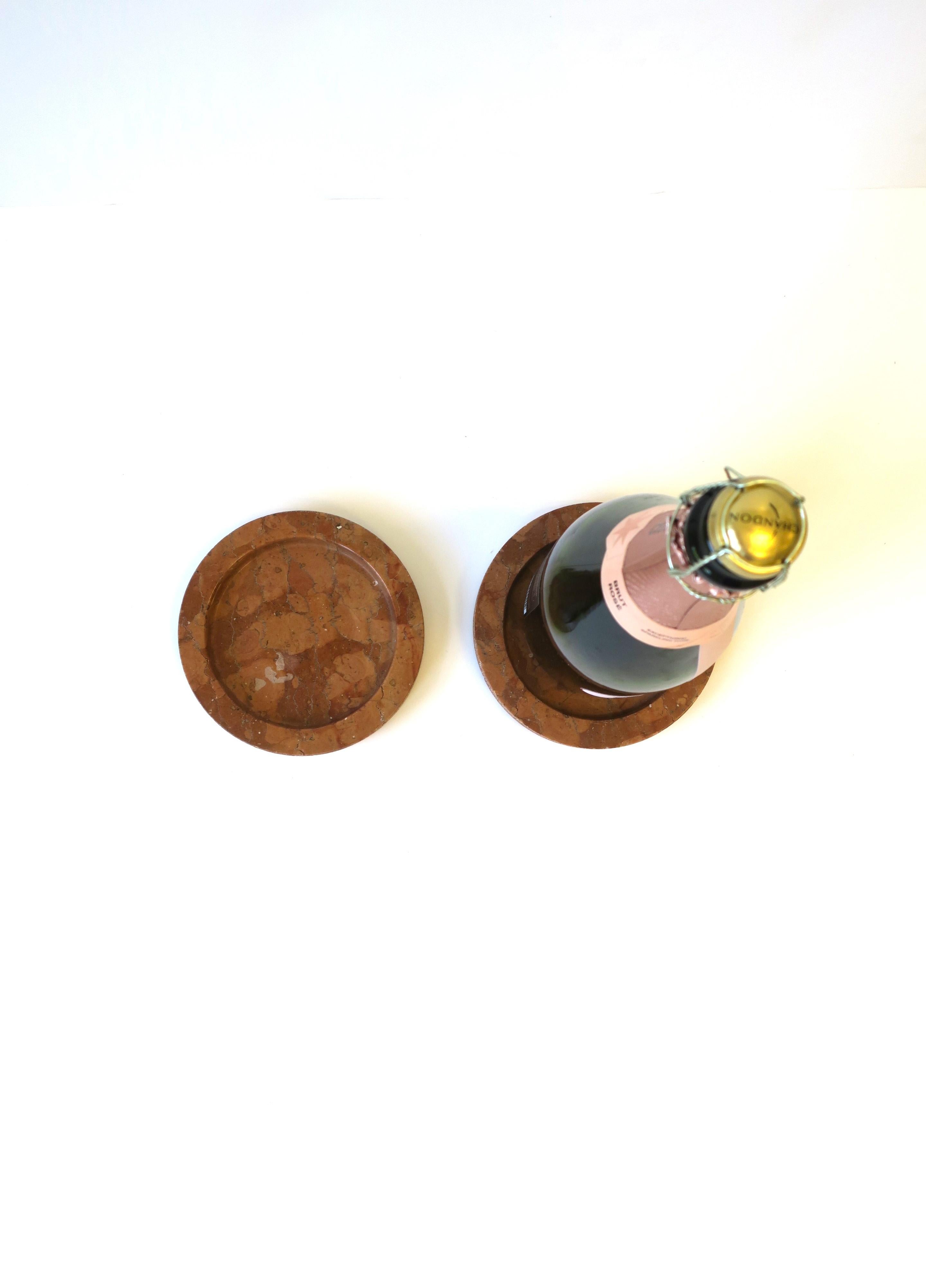Italian Postmodern Marble Terracotta Wine Bottle Coaster or Catchall, Set of 2 For Sale 3