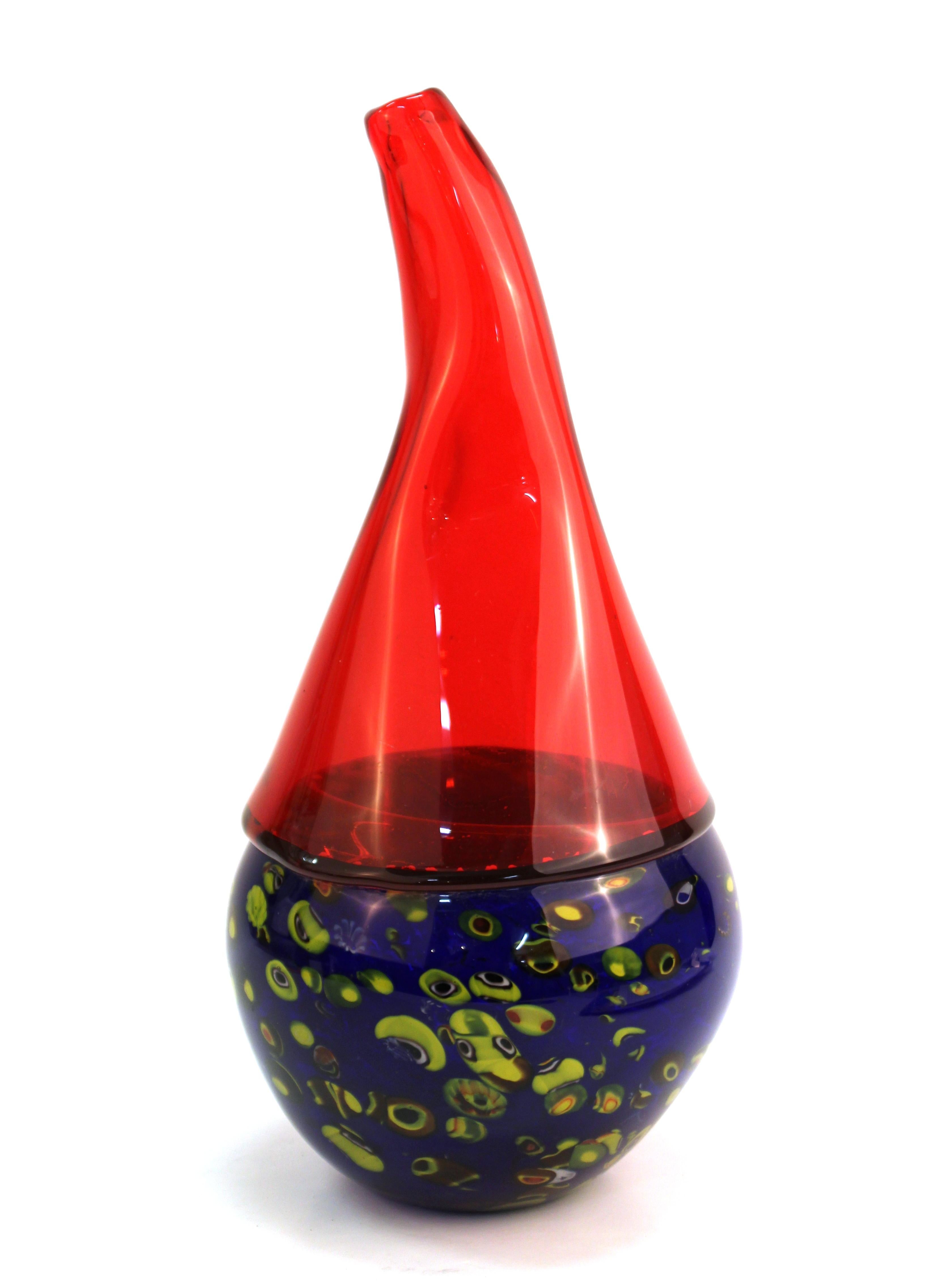 Post-Modern Italian Postmodern Murano Art Glass Vase in Gourd Shape