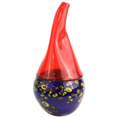 Italian Postmodern Murano Art Glass Vase in Gourd Shape