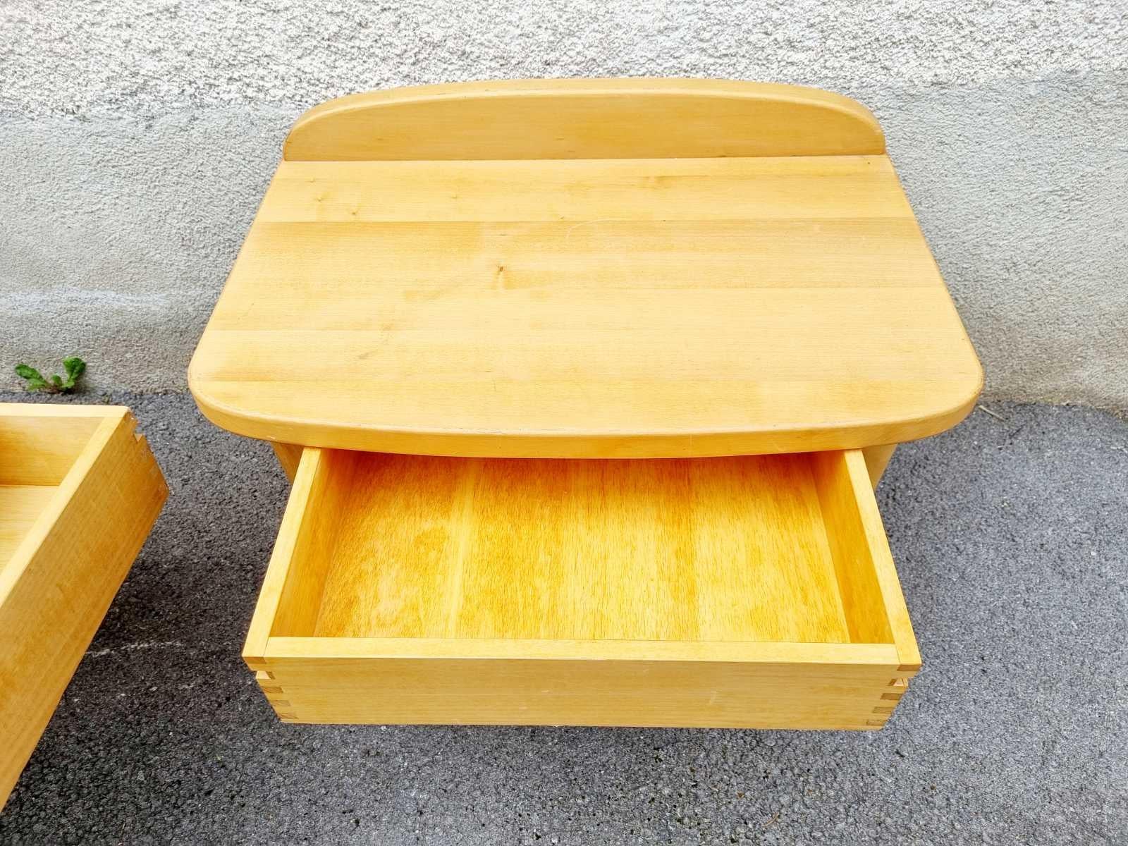 Wood Italian Postmodern Nightstands or Side Tables, 80s Pair For Sale