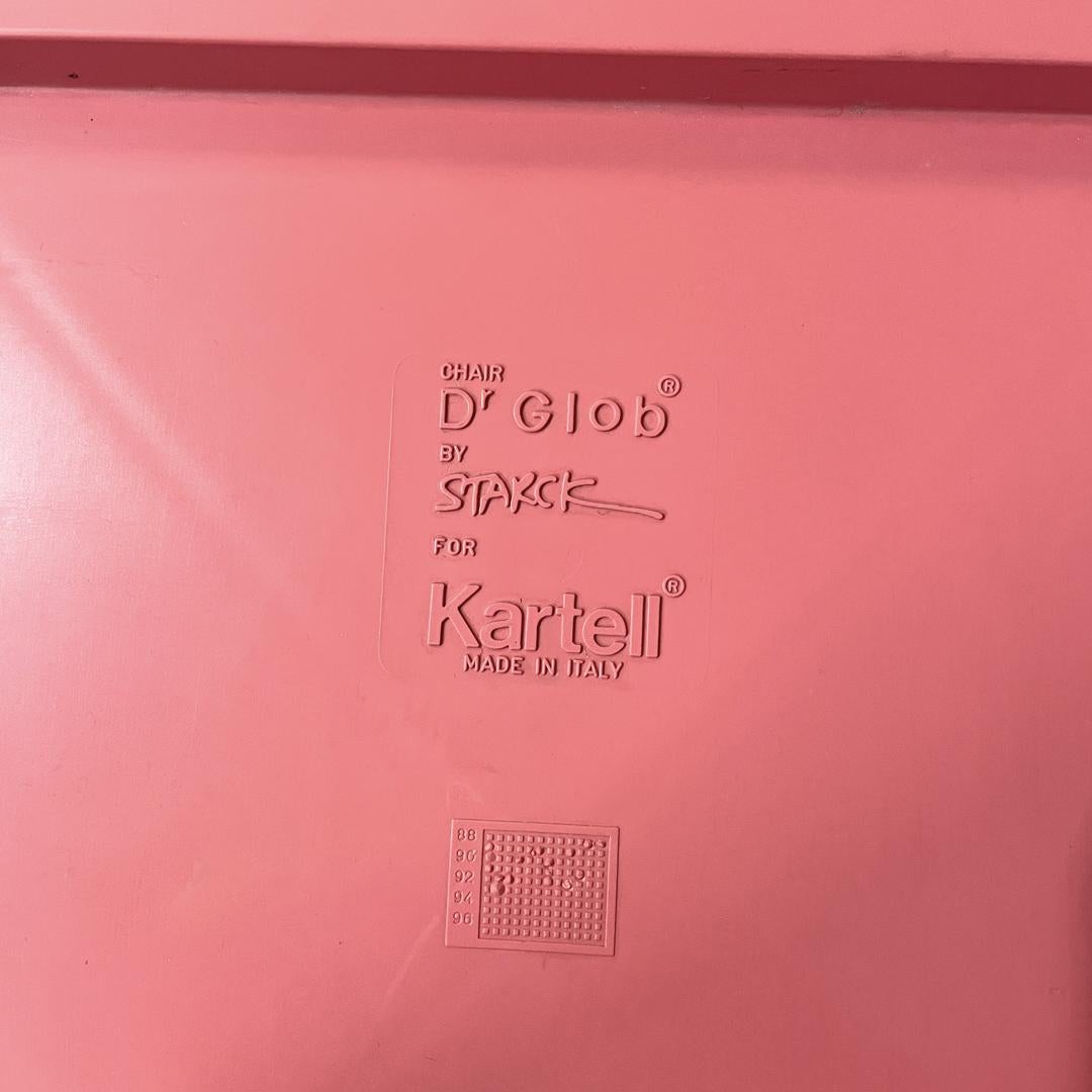 Italian postmodern pink plastic Dr Glob chairs Philippe Starck for Kartell 1980s For Sale 14