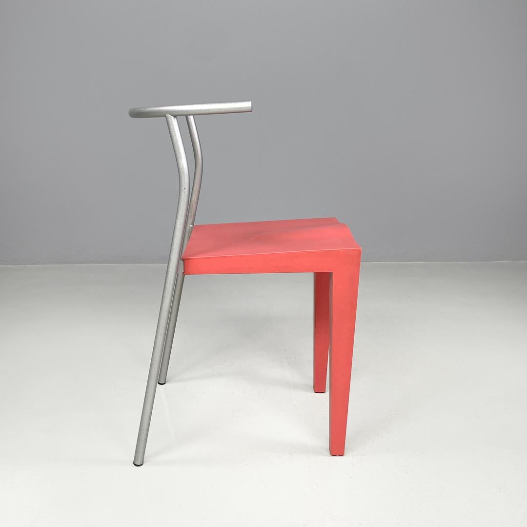 Metal Italian postmodern pink plastic Dr Glob chairs Philippe Starck for Kartell 1980s For Sale