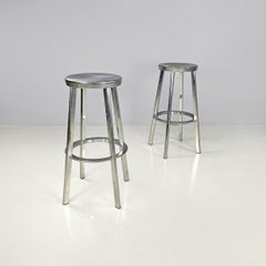 Italian postmodern round aluminum stools by Naoto Fukasawa for Magis, 2000s
