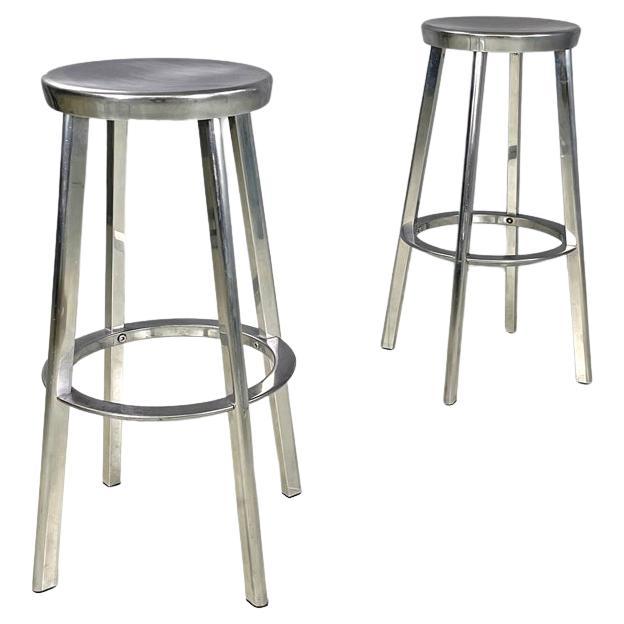 Italian postmodern round aluminum stools by Naoto Fukasawa for Magis, 2000s For Sale