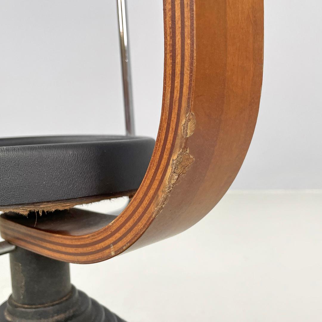 Italian postmodern round umbrella stand by Origlia in cast iron and wood, 1980s For Sale 9