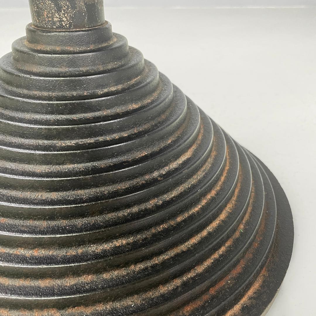 Italian postmodern round umbrella stand by Origlia in cast iron and wood, 1980s For Sale 13