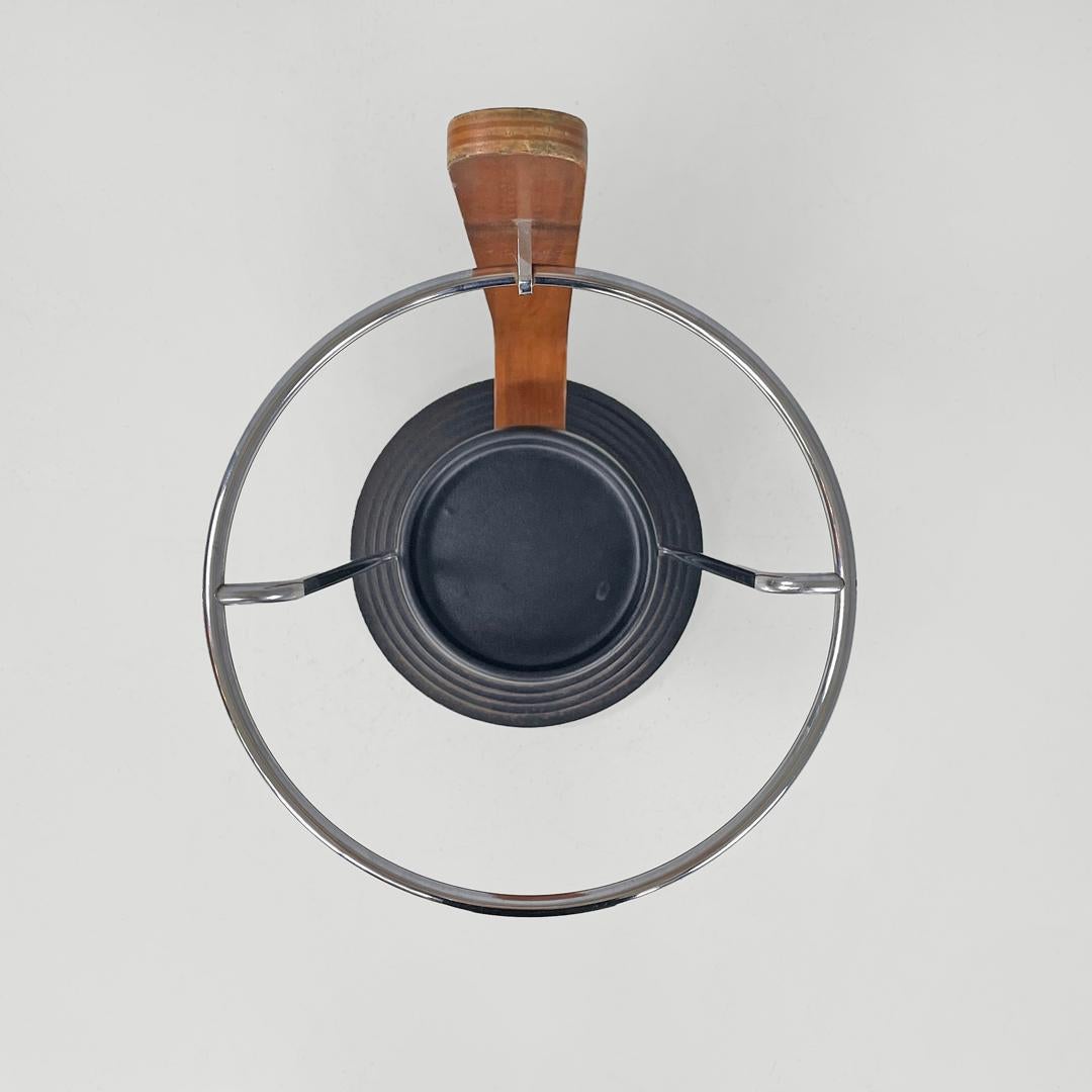 Italian postmodern round umbrella stand by Origlia in cast iron and wood, 1980s For Sale 1