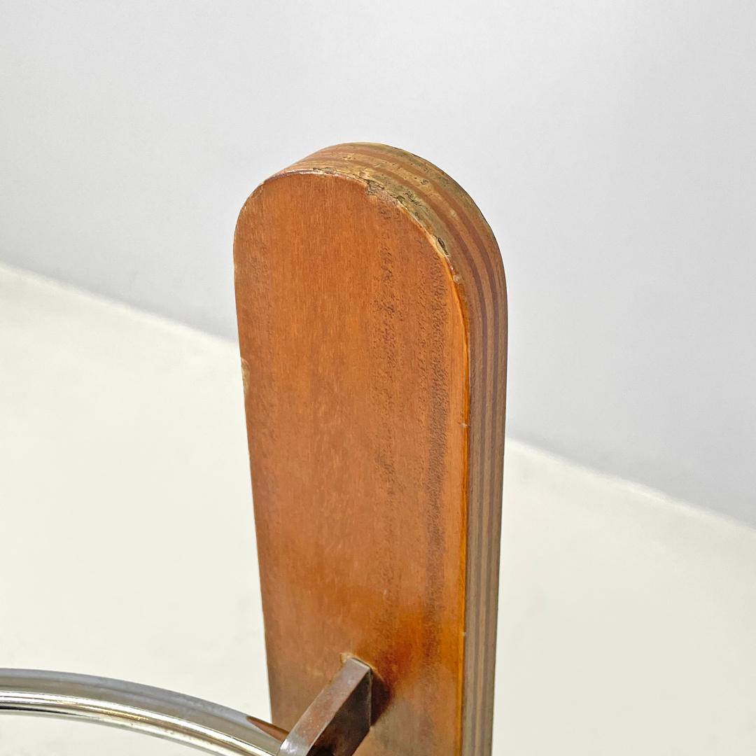 Italian postmodern round umbrella stand by Origlia in cast iron and wood, 1980s For Sale 2