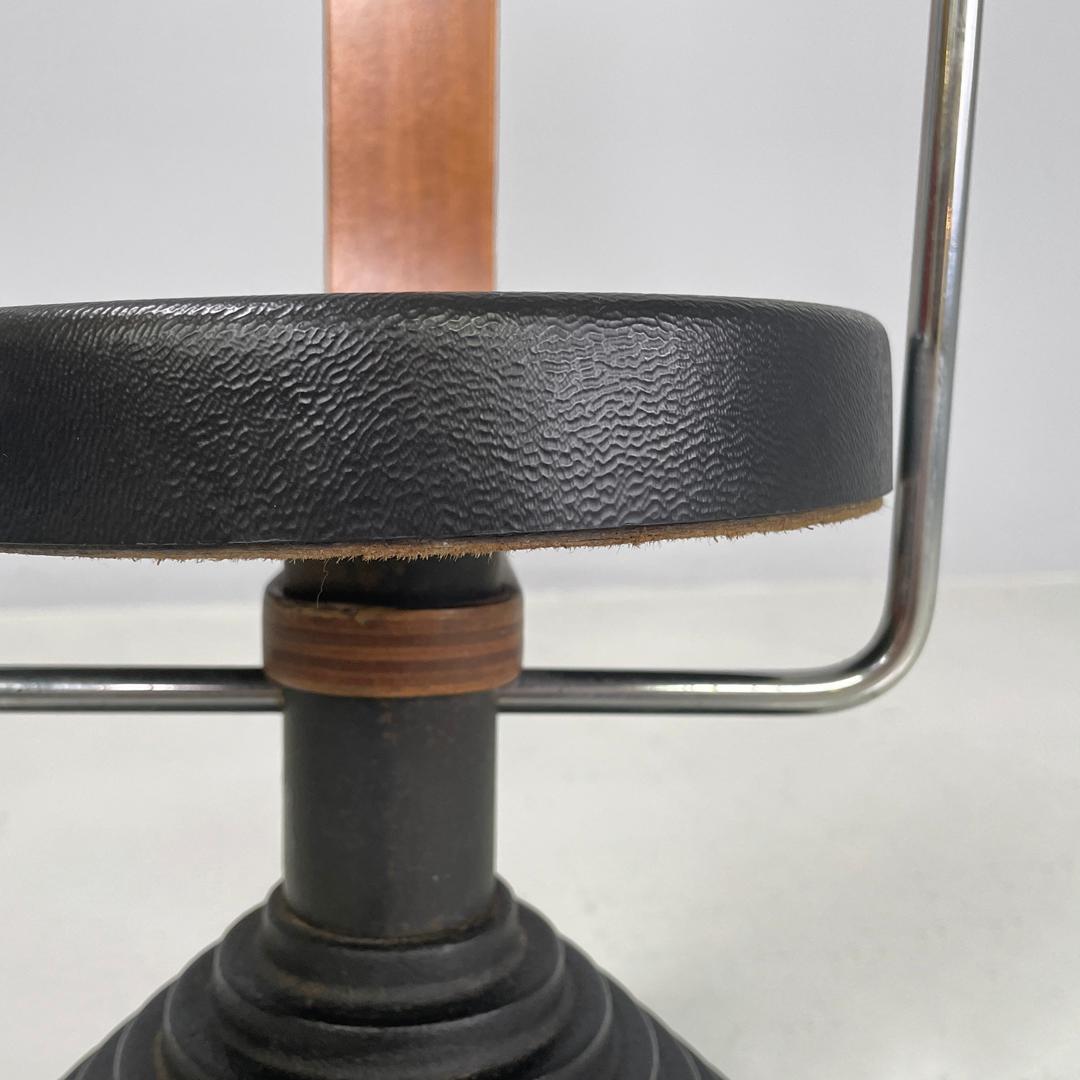 Italian postmodern round umbrella stand by Origlia in wood and cast iron, 1980s For Sale 8