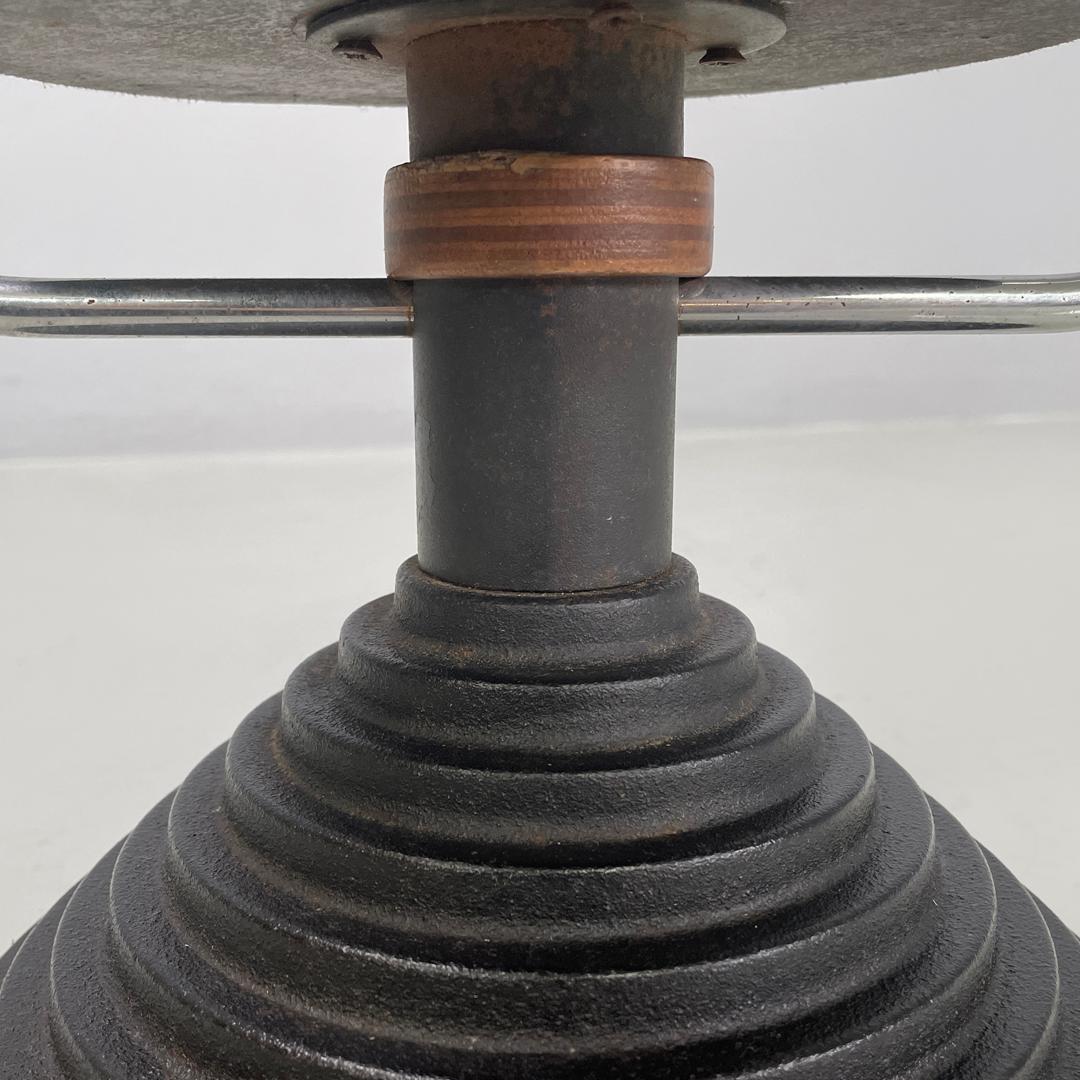 Italian postmodern round umbrella stand by Origlia in wood and cast iron, 1980s For Sale 10