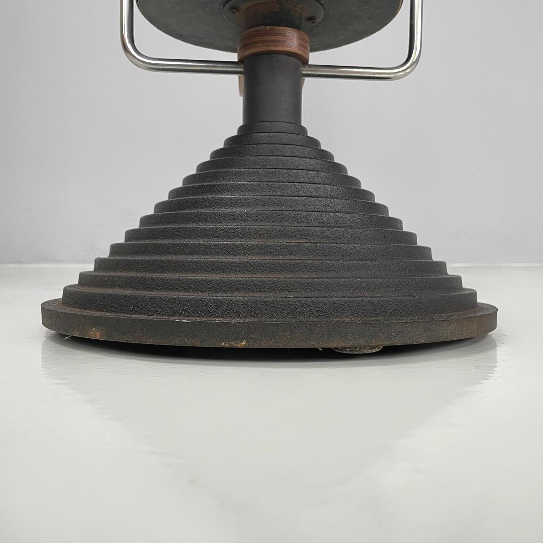 Italian postmodern round umbrella stand by Origlia in wood and cast iron, 1980s For Sale 11