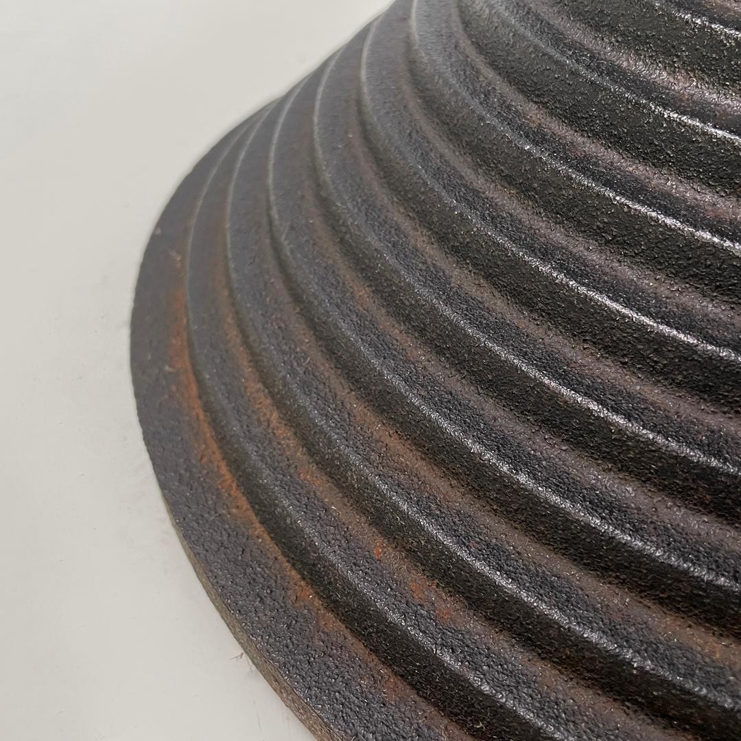 Italian postmodern round umbrella stand by Origlia in wood and cast iron, 1980s For Sale 13