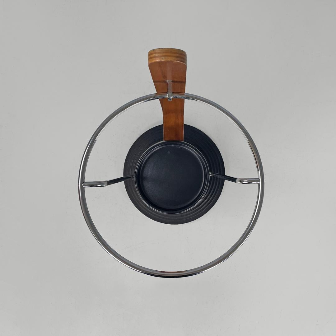 Italian postmodern round umbrella stand by Origlia in wood and cast iron, 1980s For Sale 1
