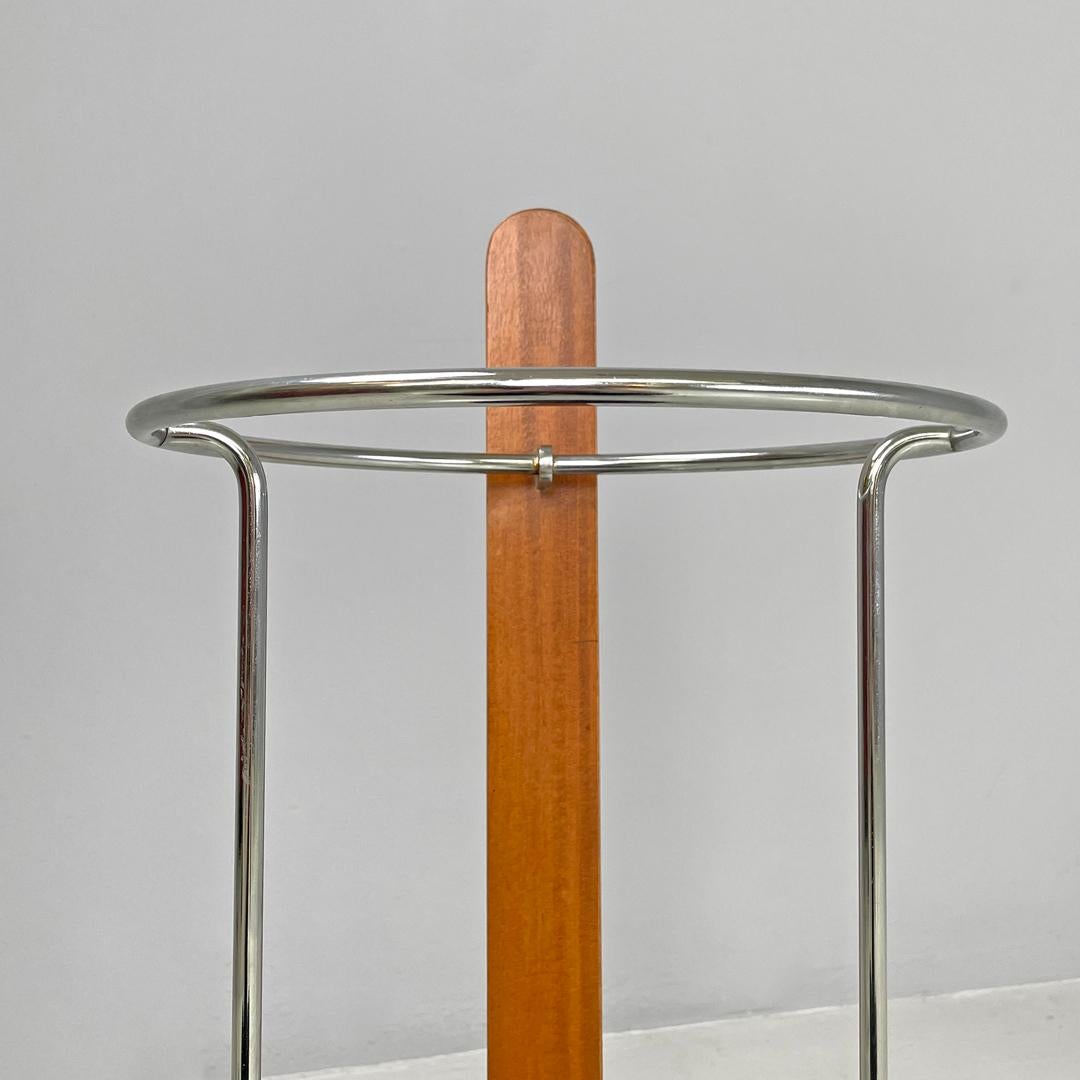 Italian postmodern round umbrella stand by Origlia in wood and cast iron, 1980s For Sale 2