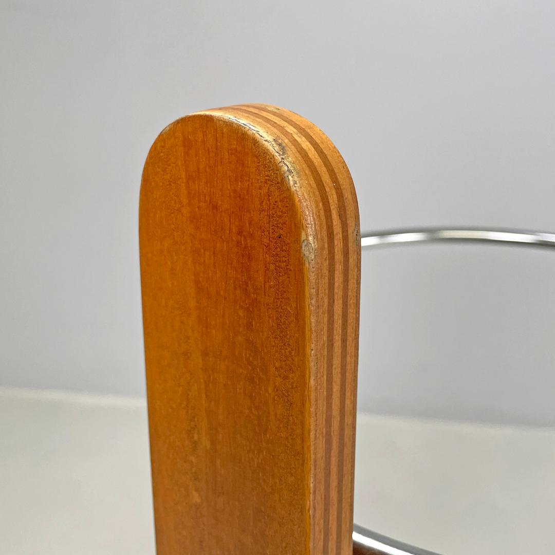 Italian postmodern round umbrella stand by Origlia in wood and cast iron, 1980s For Sale 3