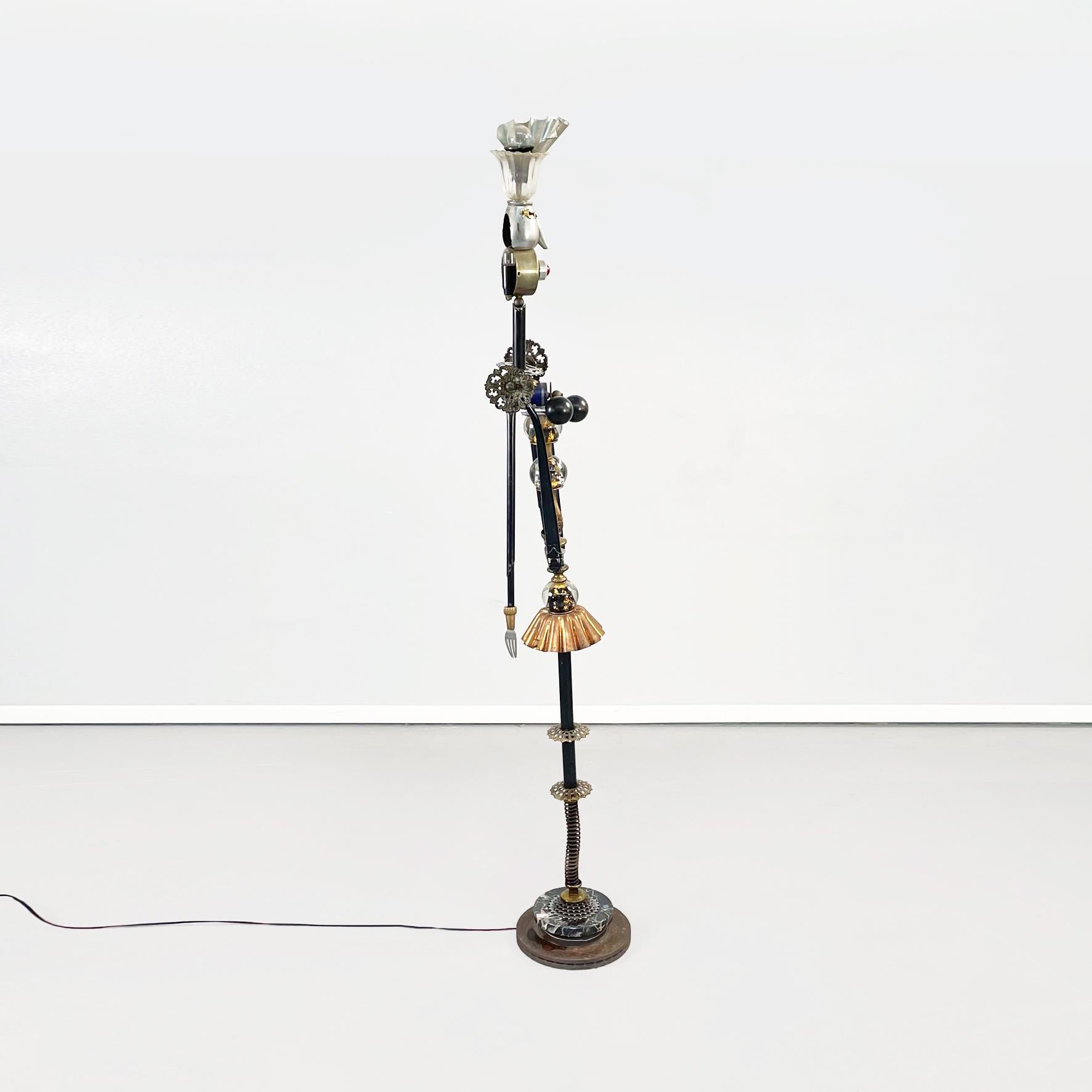 Italian Postmodern Sculptures and Floor Lamps in Metal, Glass and Marble, 2000s In Good Condition For Sale In MIlano, IT