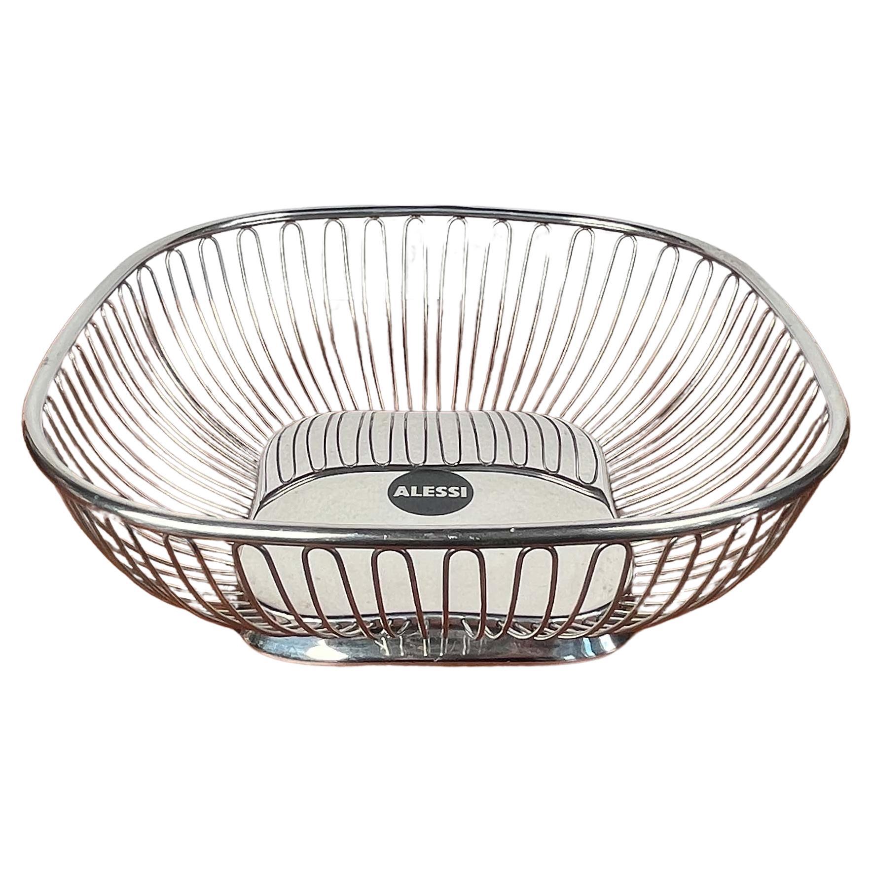 Italian Postmodern Stainless Steel Fruit Bowl from Alessi, 1980s For Sale