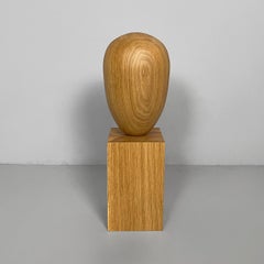Italian postmodern stylized head sculpture in wood, 1990s