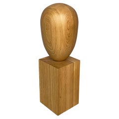 Italian postmodern stylized head sculpture in wood, 1990s