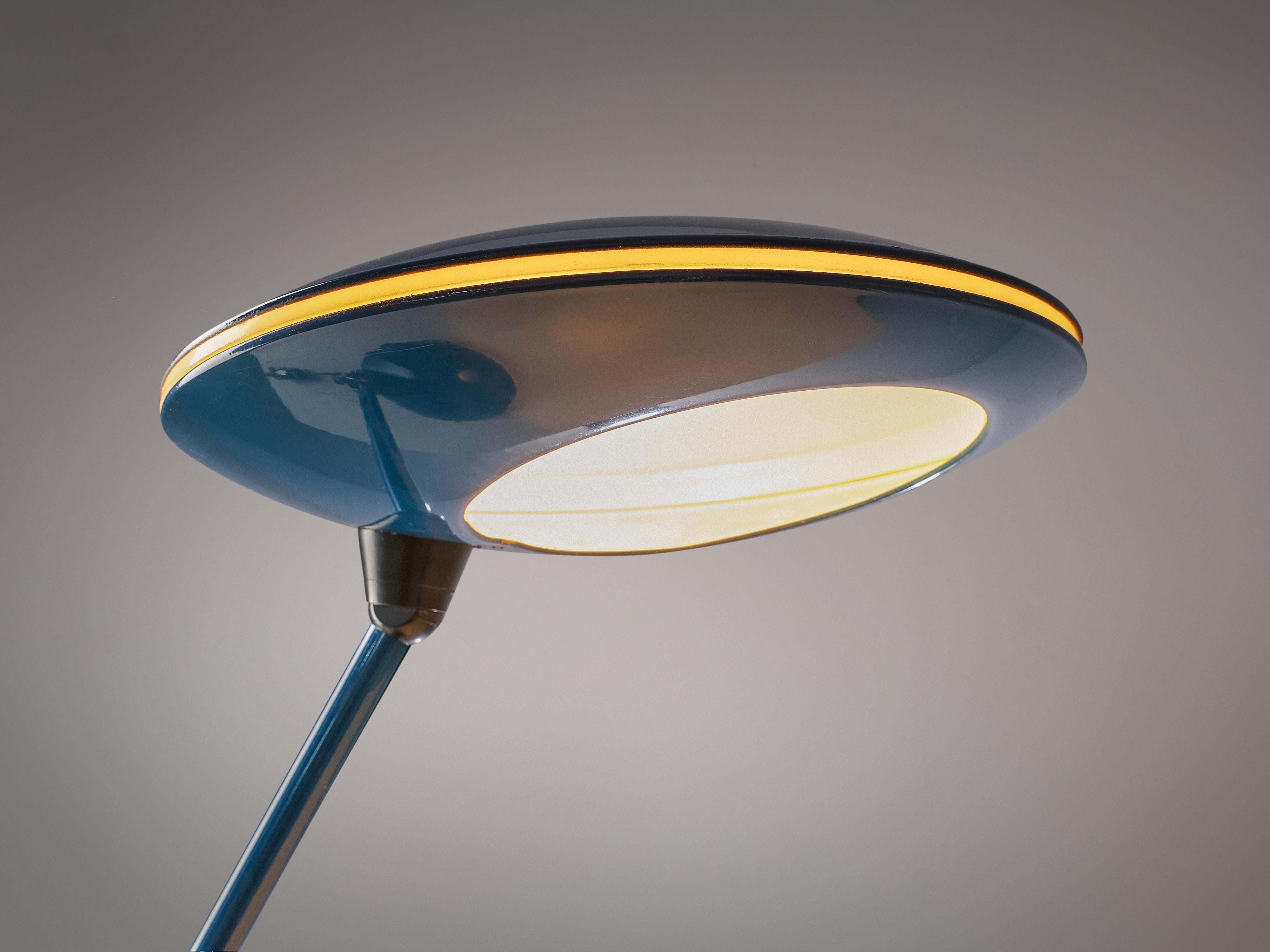 Post-Modern Italian Postmodern Table Lamp in Blue Metal