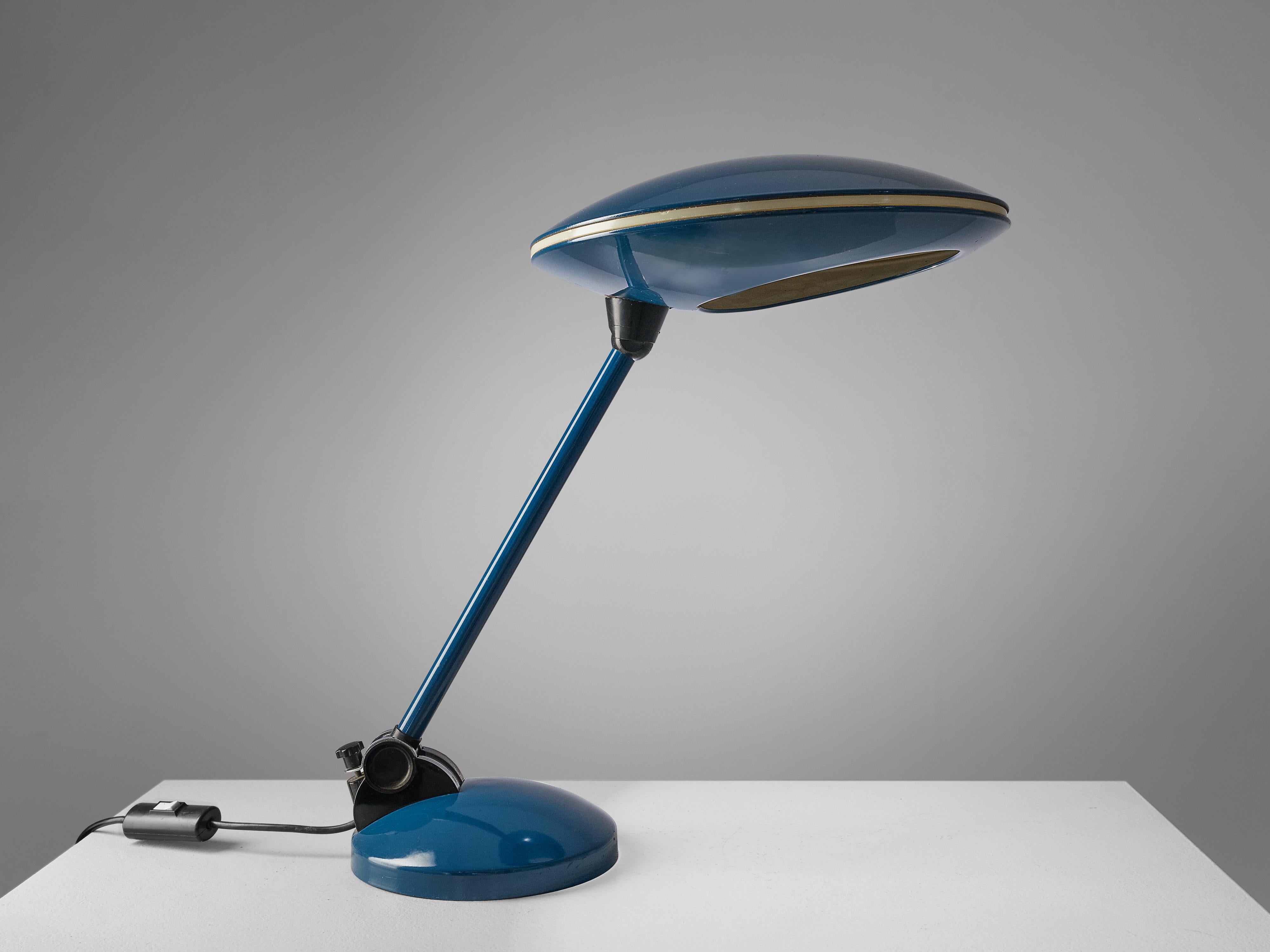 Late 20th Century Italian Postmodern Table Lamp in Blue Metal