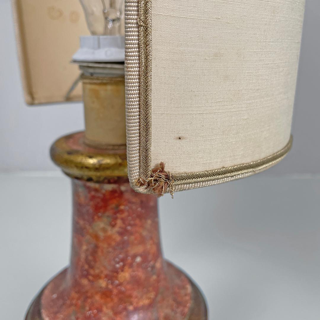 Lampes de table postmodernes italiennes en bois rouge et doré avec abat-jour en tissu, années 1980 en vente 7